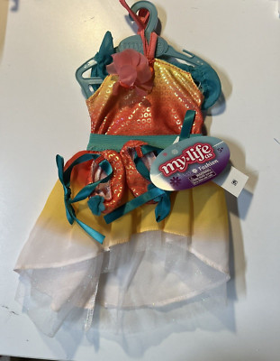 American Girl Doll & other 18''  MY LIFE - Orange & Yellow Ballet Costume w/ shoe
