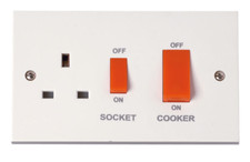 Click Polar 45A Cooker Switch with 13A Sw Socket Outlet - PRW204