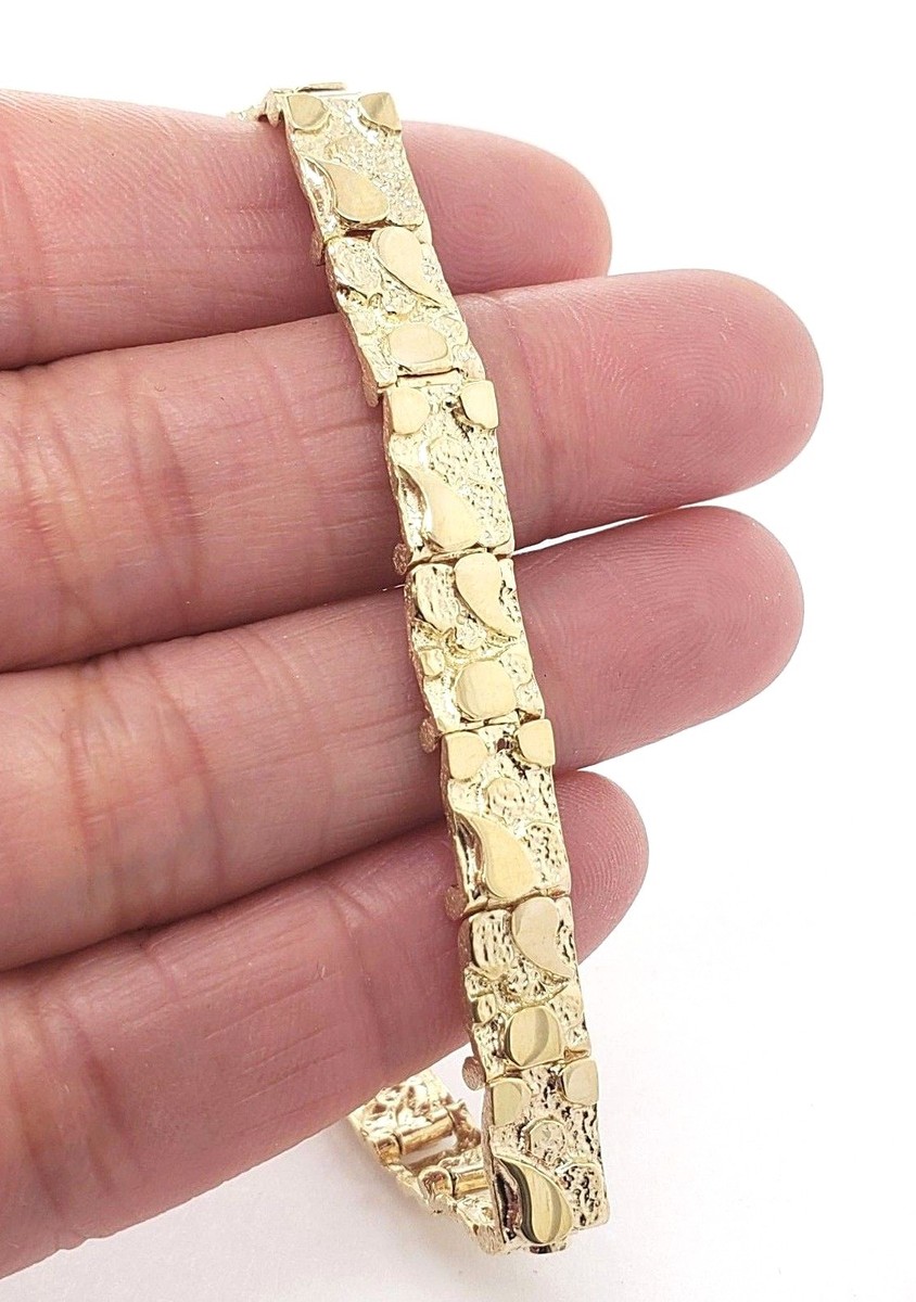10k Yellow Gold Solid Handmade Nugget Bracelet 8.5-9