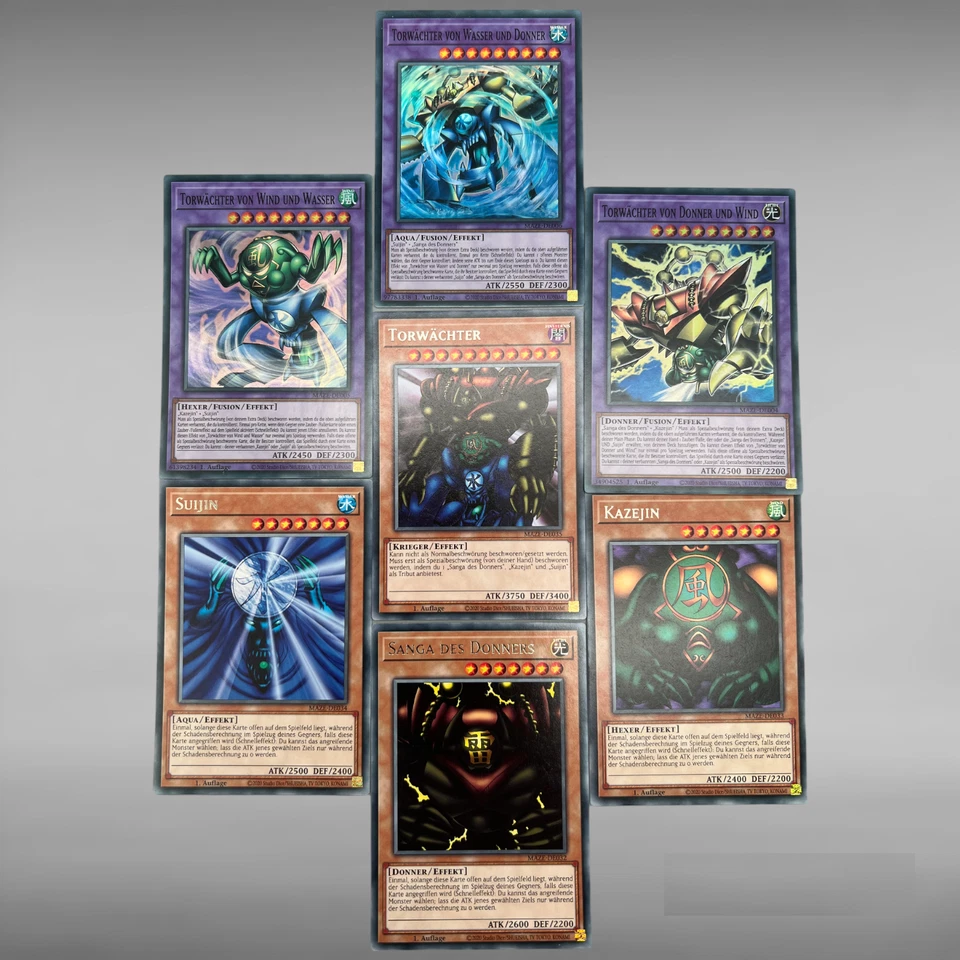 Yugioh Torwächter Komplettset Neu deutsch Sanga Suijin Kazejin Fusion NM DE - Bild 2 von 3