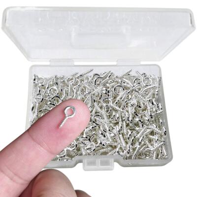 300PCS Small Screw Eye Pins,10 x 5mm Eye pins Hooks,Mini Screw Eye Pin Peg