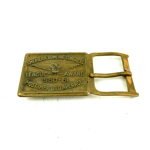 American Bowling Congress League Award 1960-61 Most Improved Metal Belt Buckle - Picture 2 of 4
