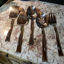 Lenox 5 Piece Oversized Serving Set Pie Lasagna Pierced Spoon Serving Spoon Fork