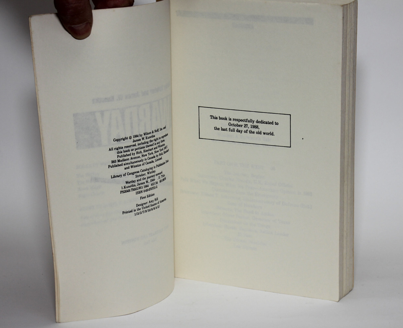 WAR DAY by Whitley Strieber & James W. Kunetka ARC Uncorrected Proof 1984 TPB