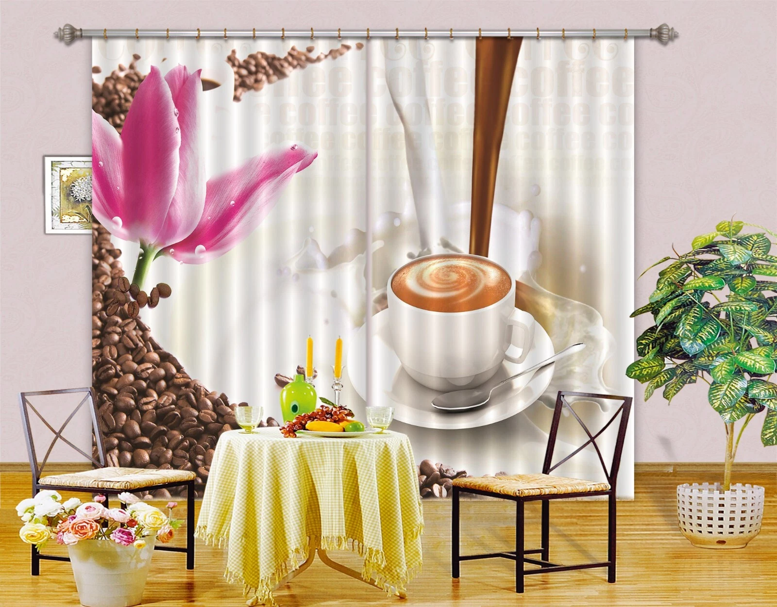 3D Flower Coffee ZHUB183 Photo Curtain Window Blockout Fabric Amy 2023
