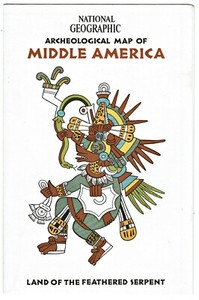 ⫸ 1968-10 October MIDDLE AMERICA National Geographic Map Mayan Aztec - A1