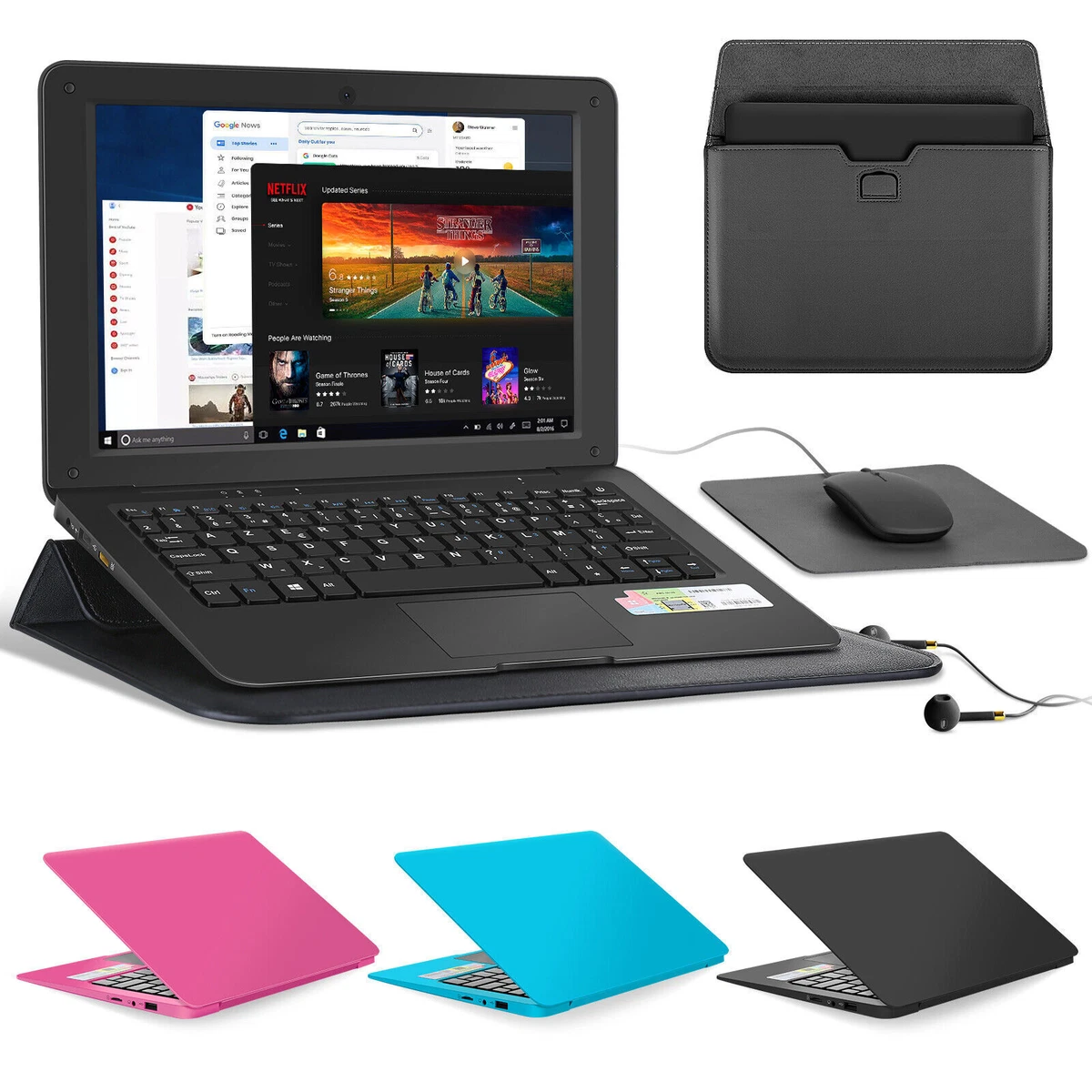 Windows 10 Laptop 10.1 Inch Quad Core Notebook Slim and Lightweight Mini Netbook