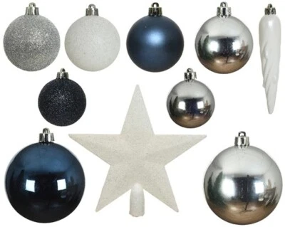 33 X Décorations De Noël Boules 8Cm Brillant Mat Mélange Glitter 023480 Trié - Photo 1/2