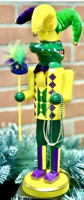 Santa's Workshop Mardi Gras Alligator Gator Wooden Nutcracker 14  NIB HTF!