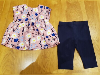 Outfit 2-teilig rosa geblümt Oberteil und Leggings von M&S - 0-3 Monate - kombiniert Porto & Verpackung