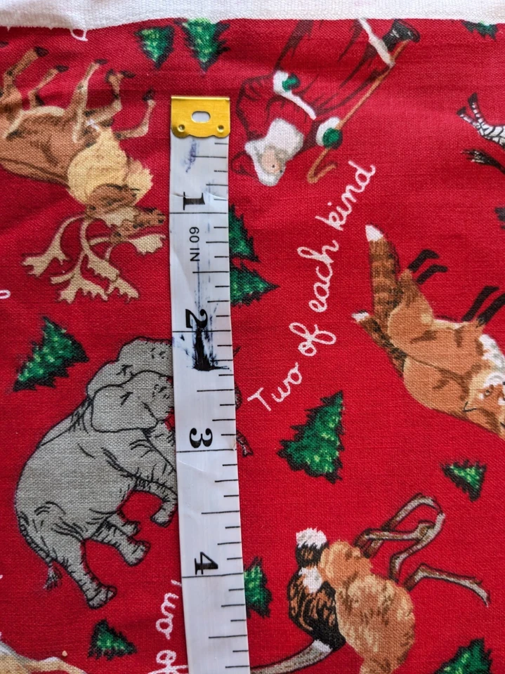 Fabic Traditions Vtg. 1995 Fabric Joyce Cleveland # 5417 "Two of Each Kind" Red - Image 3 of 4