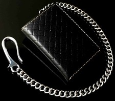 Men's RFID genuine leather Trifold Chain Wallet with Id Window  Credit Card
