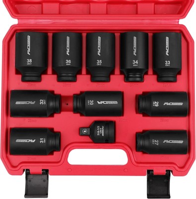 Portable 11-Piece Deep Impact Set in Chrome Steel - Ideal for Heavy Duty Use