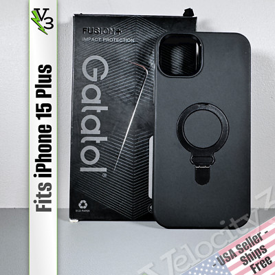 Case for iPhone 15 Plus - Black | Sleek & Slim | Magnetic O-Ring Kickstand