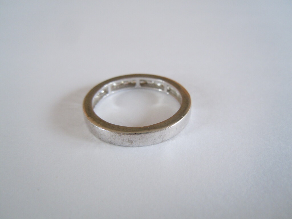 925 Silver Memory Ring Half Set with Clear Stones… - image 4