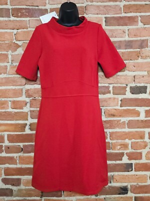 Marisa & Marie A Line Dress Womens XL Red Stretch Knee Length Mock Neck Pullover