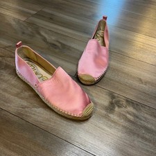 Sam Edelman Khloe Pink Satin Espadrille Slip On Loafers Shoes US 8.5M