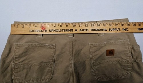 Carhartt Mens B147 DKH Khaki Canvas Carpenter Work Shorts 38x7 Original Fit - Picture 7 of 11