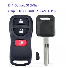 10ps Key Fob 315mhz  Uncut Ignition Key ID46 For Nissan KBRASTU15 Key Fob