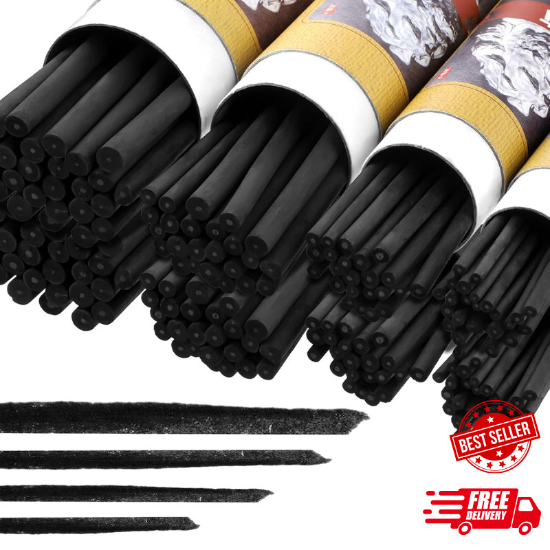 200 Pieces Willow Charcoal Sticks, Willow Charcoal, Soft Black Drawing Charco...
