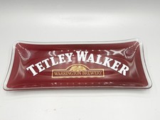 VINTAGE TETLEY WALKER WARRINGTON BREWERY GLASS ASHTRAY RED PUB BAR COLLECTABLE