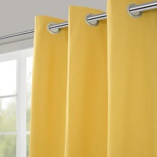 Yellow Solid dyed Lined Eyelet Curtain (W)117cm (L)137cm, Pair