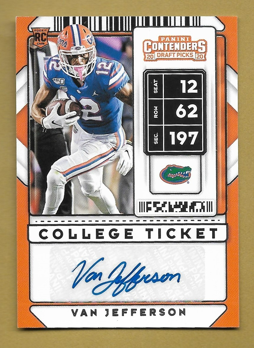 VAN JEFFERSON 2020 PANINI CONTENDERS ROOKIE RC AUTOGRAPH AUTO CARD #210 NFL