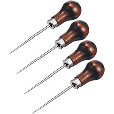 4 Pack Awl Tool Gourd Shape Wooden Handle Scratch Awl Tool Pin Punching for L...