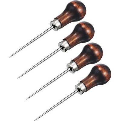 4 Pack Awl Tool Gourd Shape Wooden Handle Scratch Awl Tool Pin Punching for L...