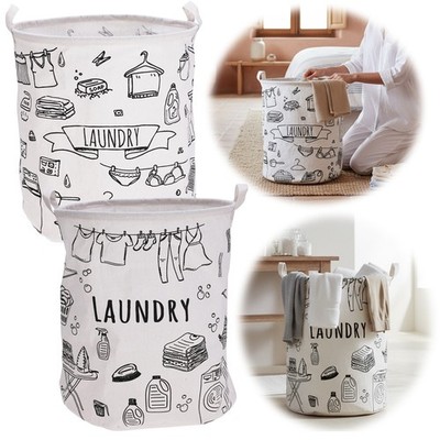 Vintage Wäschekorb Wäschesack Creme 50x40cm Laundry Wäschesammler Box Tonne Deko