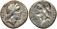 ER479 MINT ERROR. Roman Republic. Ca. 96 BC. Silver Denarius. Brockage