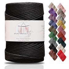 Premium Polyester Macrame Cord 3mm x 131 Yards 394 Feet Polypropylene Black