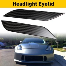 For Nissan 2003-2009 350z Carbon Fiber Black Headlight Eye Lid Eyelids Cover X2