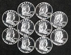 1962 Franklin Proof Half Dollars - Thick Frosty Cameo Obverse - 10pc Bulk Lot