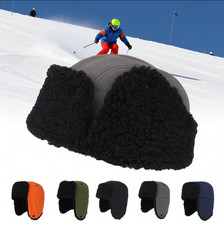 Winter Windproof Warm Fleece Skull Cap with Ear Flap Lined Lei Hat for Men Women
