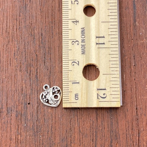 Vintage 925 Sterling Silver Sweet 16 Heart Flowers Pendant Bracelet Charm - Picture 3 of 3
