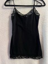 Bozzolo Camisole Tank Top Womens Small Black Lace Sequin Trim Soft Stretch Y2K