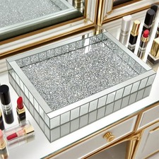 Crystal Filled Tray for Tea Coffee Sugar Diamond Crushed Jars Canisters Storage