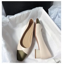 Women Square Toe Low Block Heels Shoes Office Slip On Dress Party Pumps