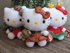 Lot 3 Ty Hello Kitty Christmas Gingerbread Reindeer Scarf 6  Sanrio MWMT