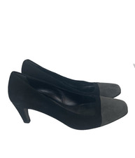 Vintage Black Prada Pumps 9623 Suede /Leather Women's Sz EU 38 -US 8 Black/Gray