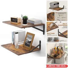 Floating Shelves 16 Inch Deep Set of 2 Rustic Wood Wall Mounted Heavy Duty With
