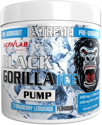 Activlab Black Gorilla Ice Pump Preworkout, 300 g Dose, Strawberry Lemonade