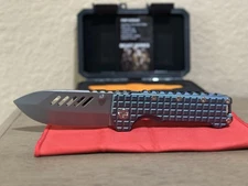 PMP Knives Kodiak Beast M390 Plain Blade Blue Frag Titanium Handles PMP063 BNIB