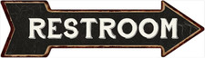 Restroom Right Arrow Sign Vintage Looking Metal Sign 6X18 Inches