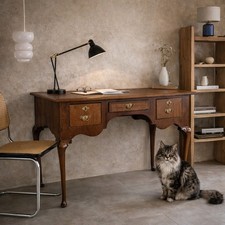 Bureau Chippendale Ancien Noyer Sapin Chêne XVIIIe Siècle Original