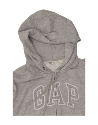 Suéter con Capucha GAP Para Mujer Gráfico Cremallera Gris Medio Algodón BC01 - Imagen 3 de 3