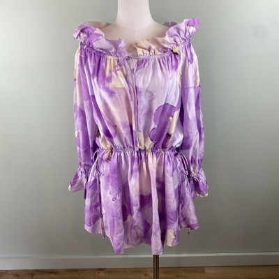NWT H&M Lilac Fairycore OVERSIZED OFF-THE-SHOULDER Mini DRESS sz Med fits M/L