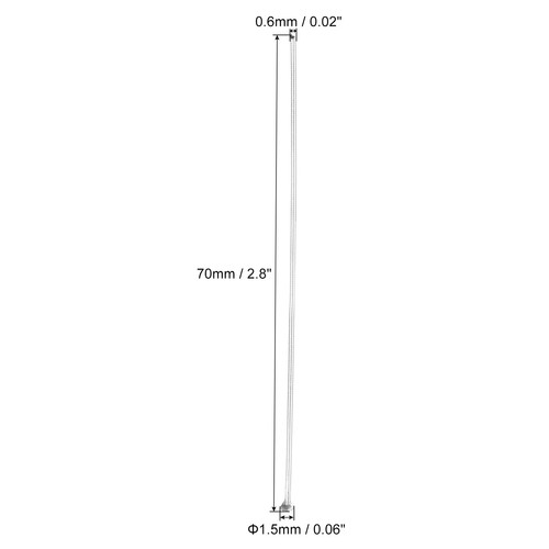 100 pièces broches tête plate 70 mm acier inoxydable calibre 22 argent - Photo 2/5