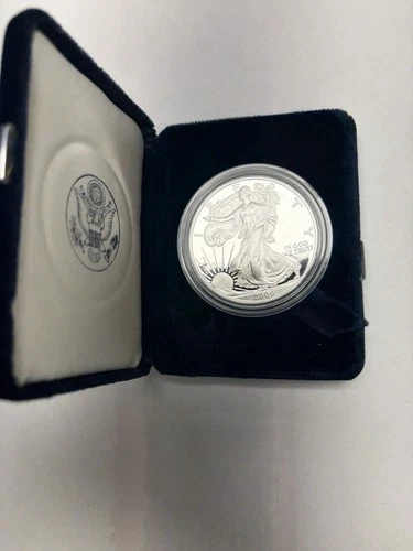 2000 P 1oz US American Silver Eagle $1 Dollar Proof Bullion In Case/Box W/COA.
